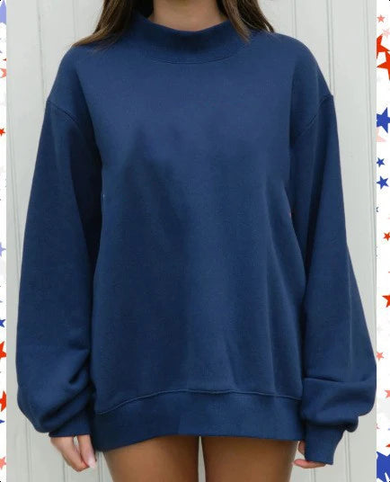 Women's Sweatshirts  Casual Long Sleeve Mock Neck Tops Plus Size Womens