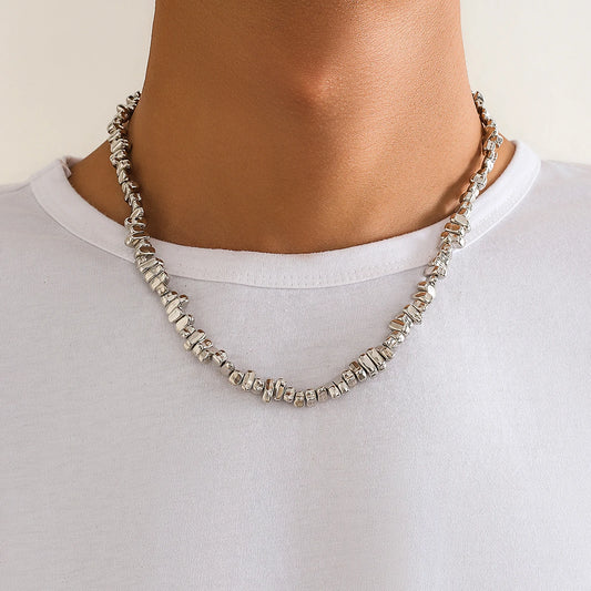 Irregular CCB Beads Chains Short Choker Necklace for Men
