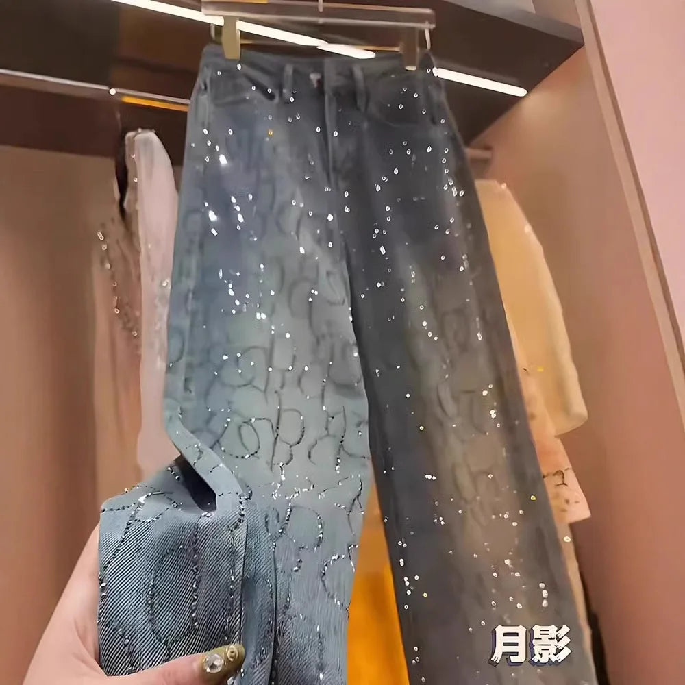 Women's Jeans  Heavy Industry High-end Versatile High-waisted Slim Straight Pants