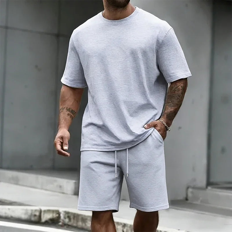 Men's Set O-Neck T-shirt & Sports Shorts