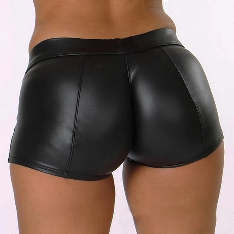 Leather High Waist Bodycon Push Up Black Short