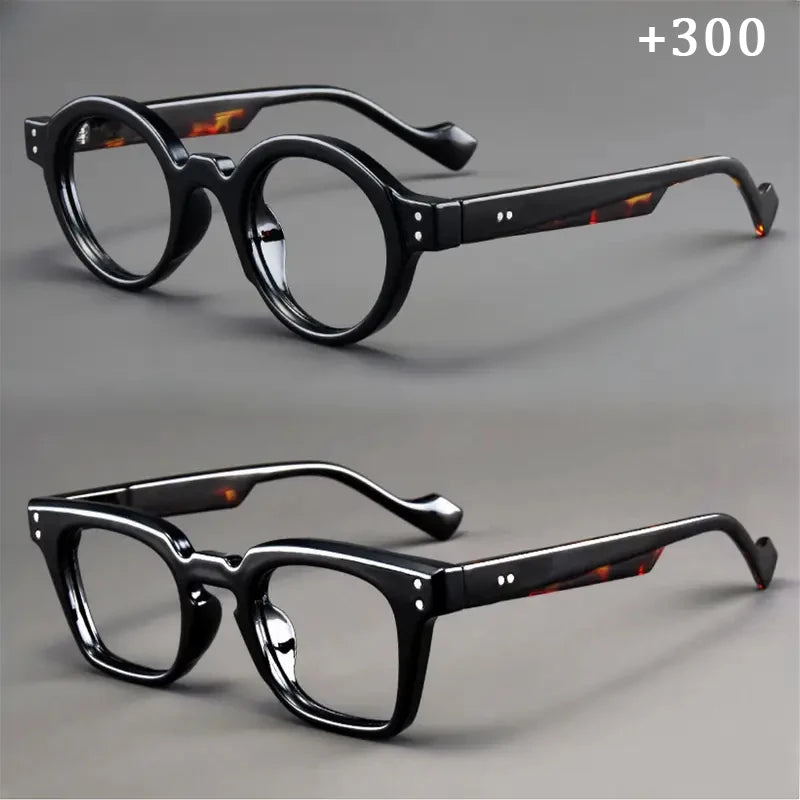A set of 2 vintage round and square reading glasses