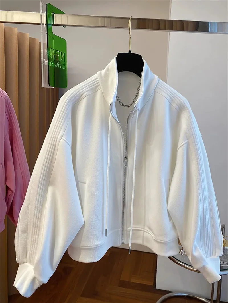 Short Cardigan Zipper Long Sleeve Top Windbreaker Female Outerwear