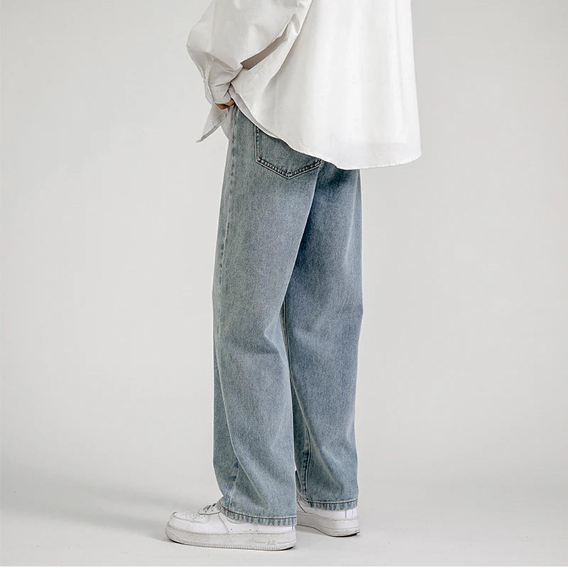 Men's Jeans Pants Straight Trousers Denim  Streetwear Fashion