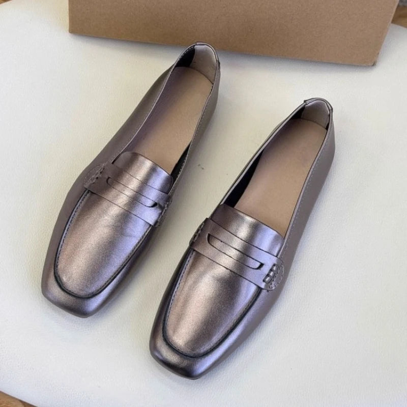 Loafers Woman Leather Mocassins  Casual Flat Shoes