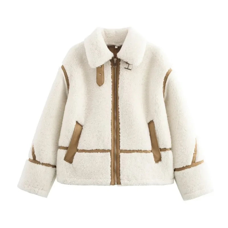 Winter  Wool Blend Coat Outerwear Leather & Fur Hot Coat For Women