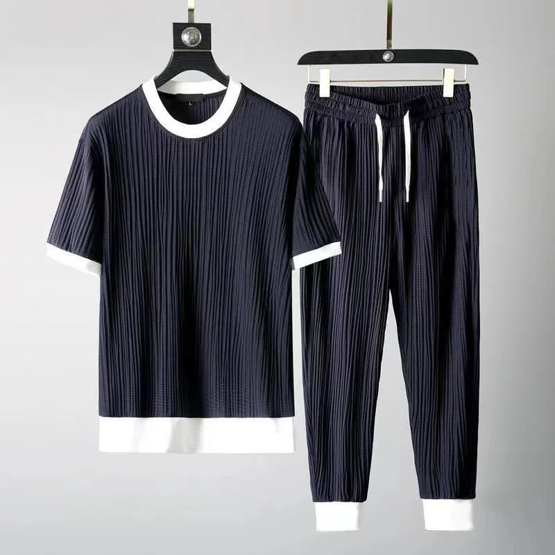 New Men's Set Fashion Versatile Half Sleeve
