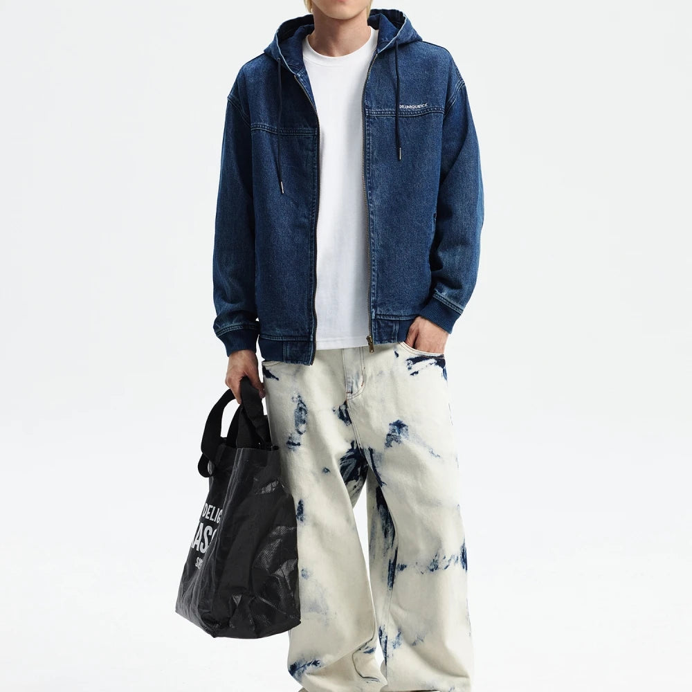 Hooded Denim Coat Plus Size Denim Jacket  Casual Zipper Hoodie