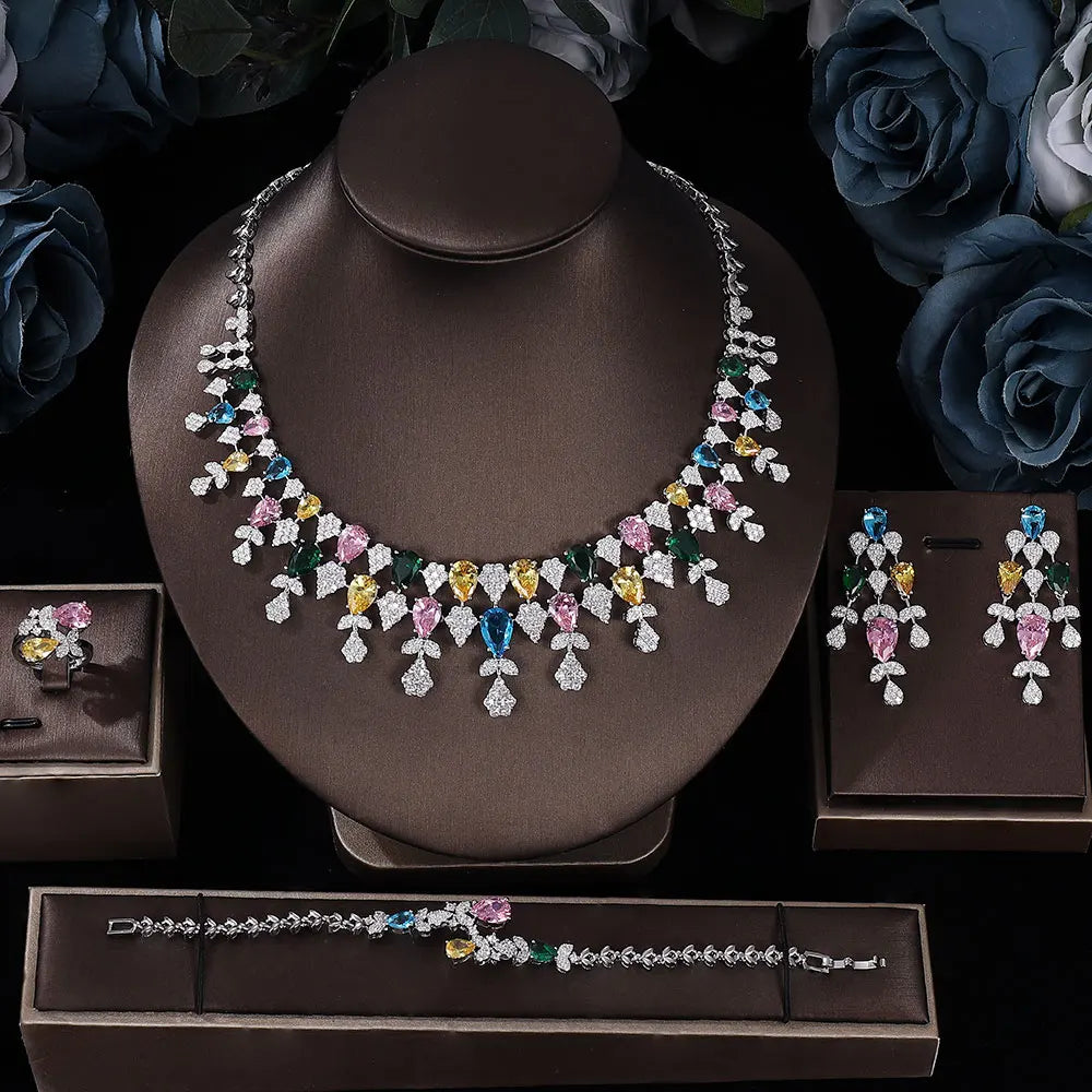 Cubic Zirconia Bridal Wedding Jewelry Set