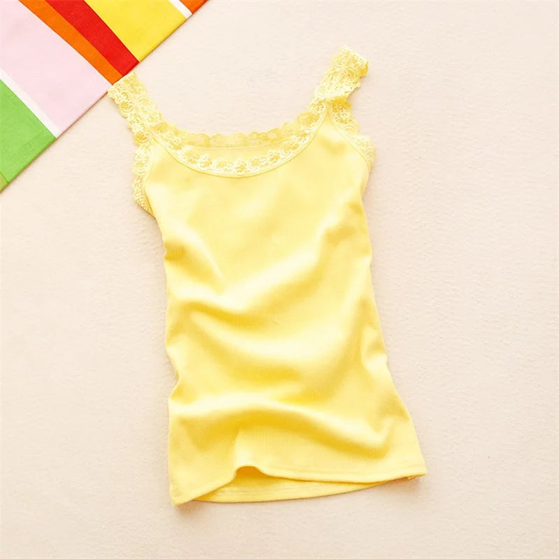 Tank Tops Women Summer O-neck Lace Suspender Camisole