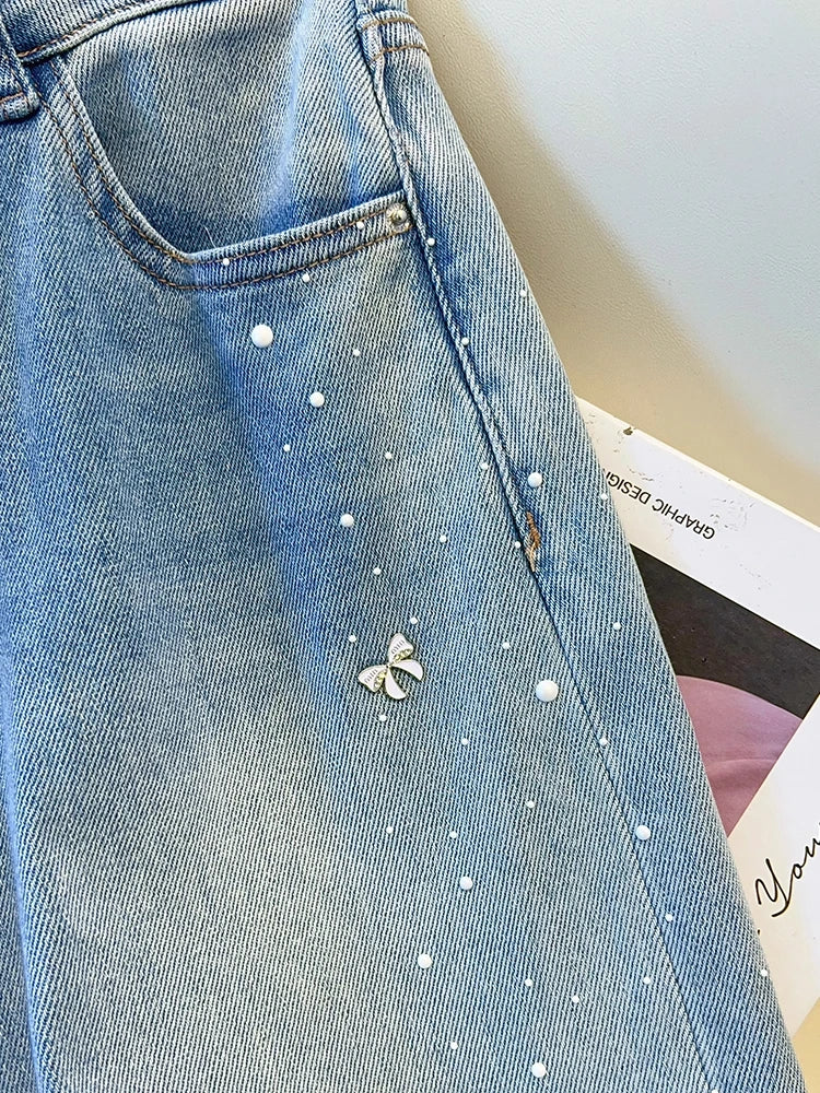 High Waist Straight Leg Jeans Women's Slim Fit  Denim