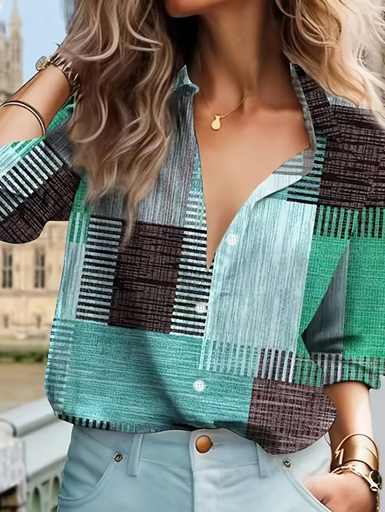 Elegant Patchwork Blouse for Women