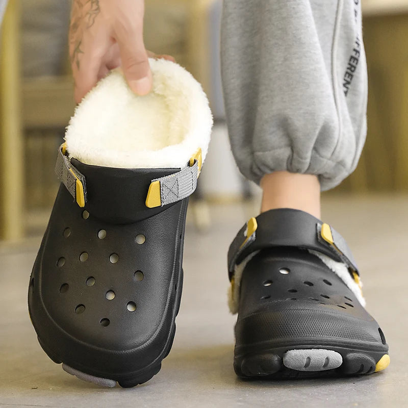 Men Slippers  Waterproof Soft and Comfortable Velvet Couple Non-Slip Wear-resistant slides