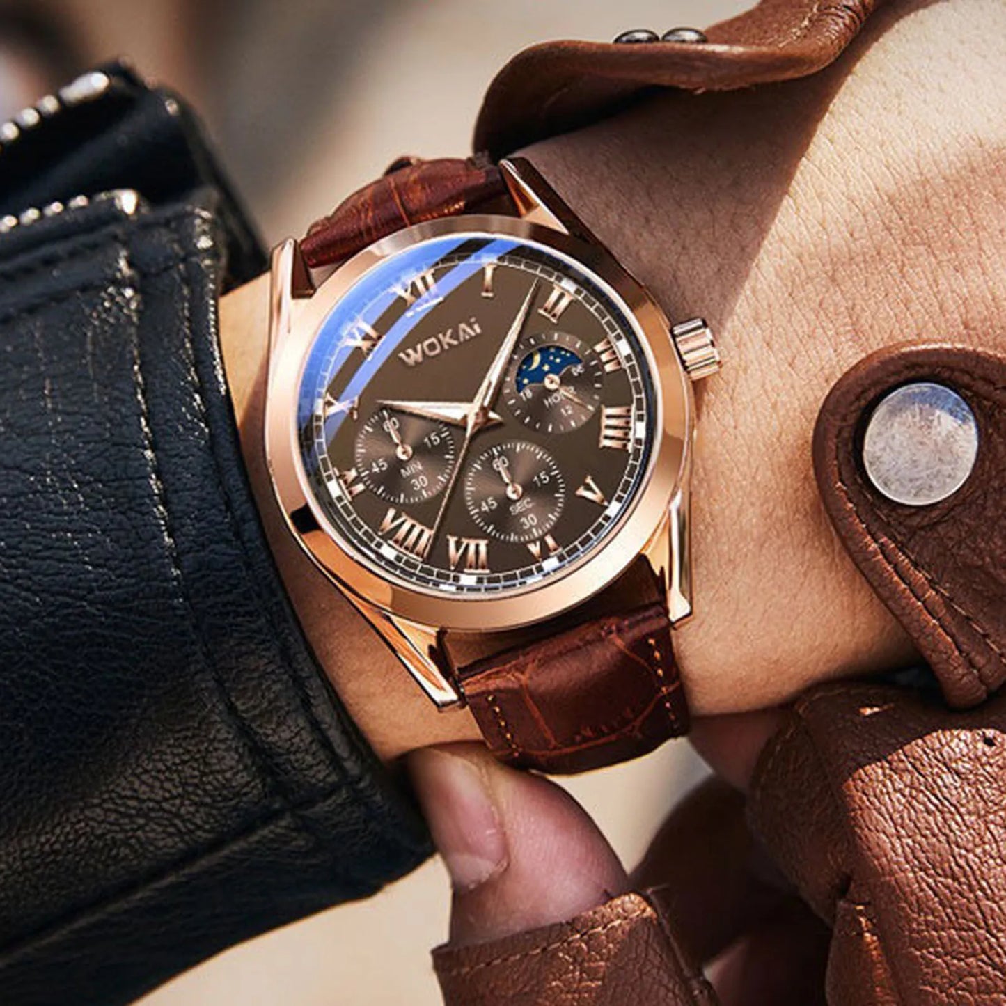 Fashion Men Luxury Watches Mens Business PU Leather Quartz Watch