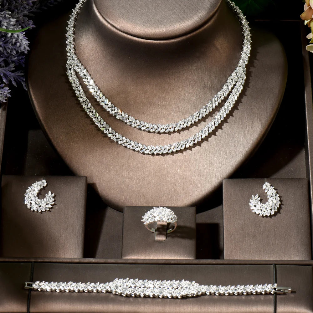 Cubic Zirconia Bridal Wedding Jewelry Set