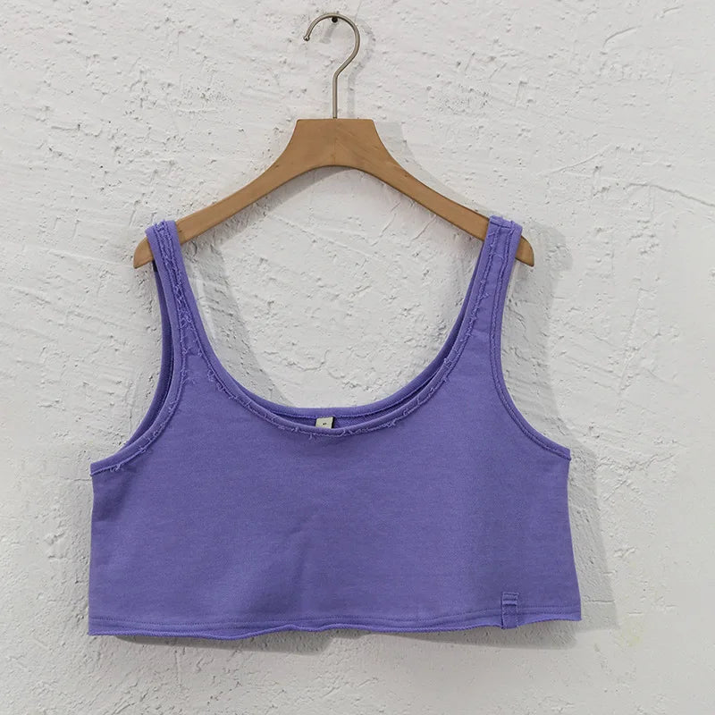 100% Cotton Tank Tops Women Sleeveless  Sexy Cropped Camisole