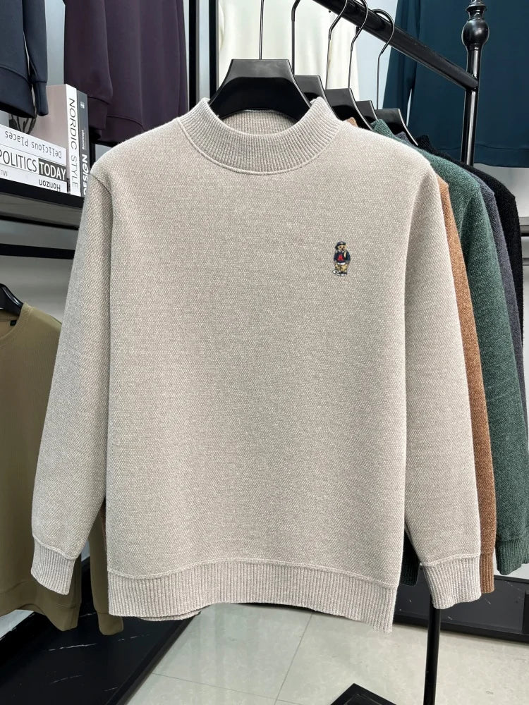 Fashion high-end brand knitted round neck sweater little bear embroidery