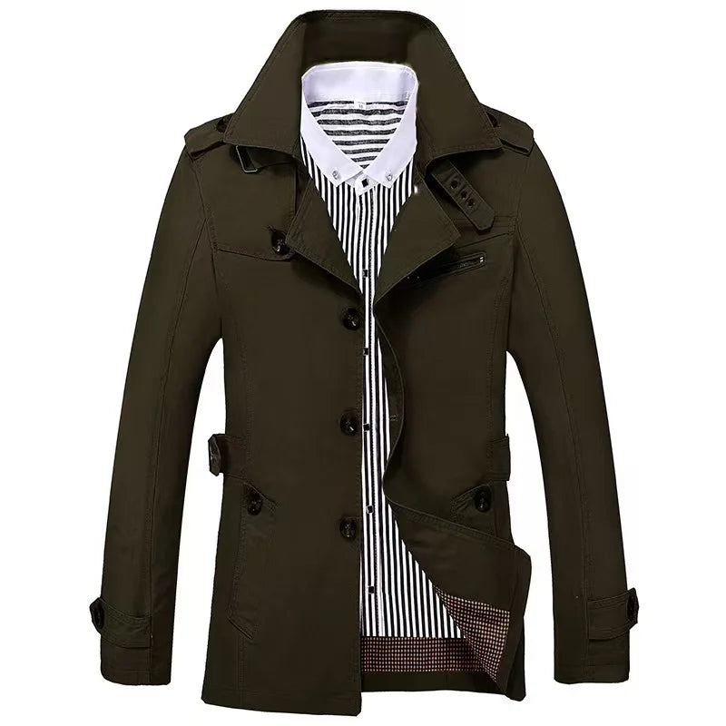 Mens Business Windbreaker Long Jackets