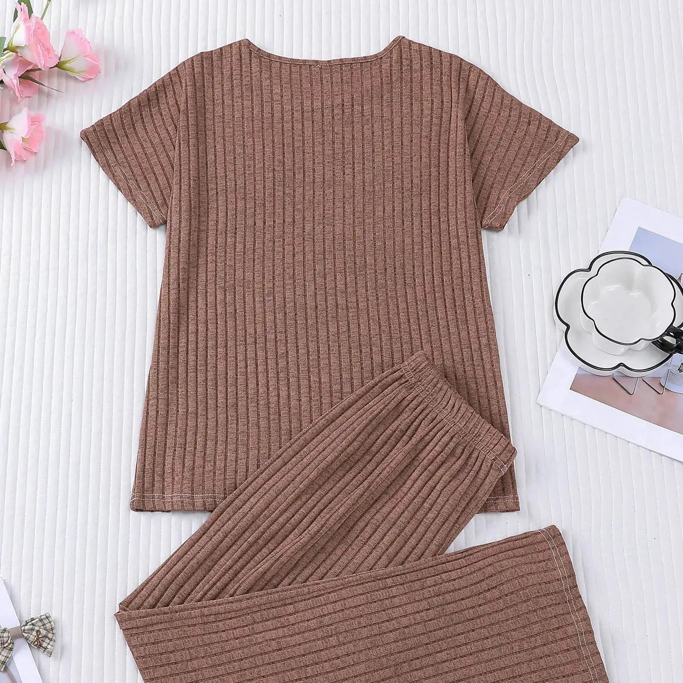 Women's Loungewear Set Waffle Knit 2 Piece Set Sweater