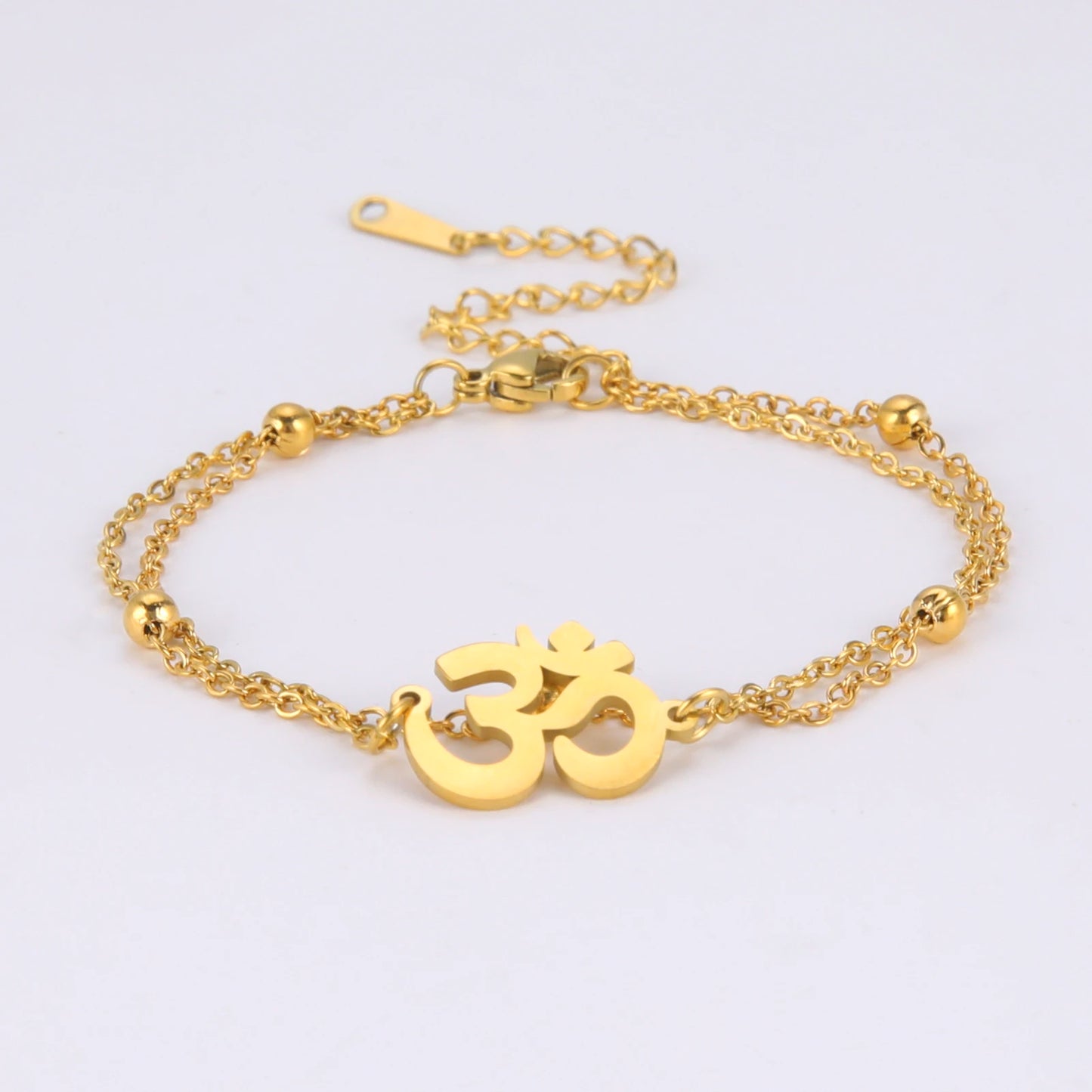 Cross Pendant Bracelets Stainless Steel Double Layer Chain