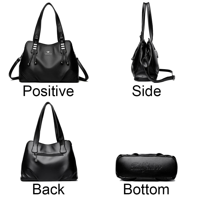 Genuine Soft Leather Handbags for Women Vintage Shoulder Tote Bag Luxury