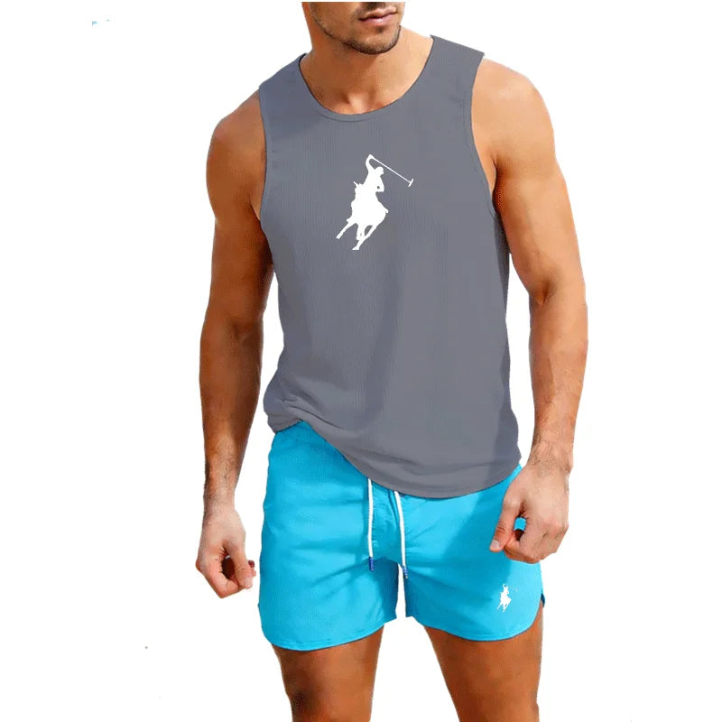Summer Vest and Shorts Set 2 Piece Outdoor Jogging Athletic Sportswear