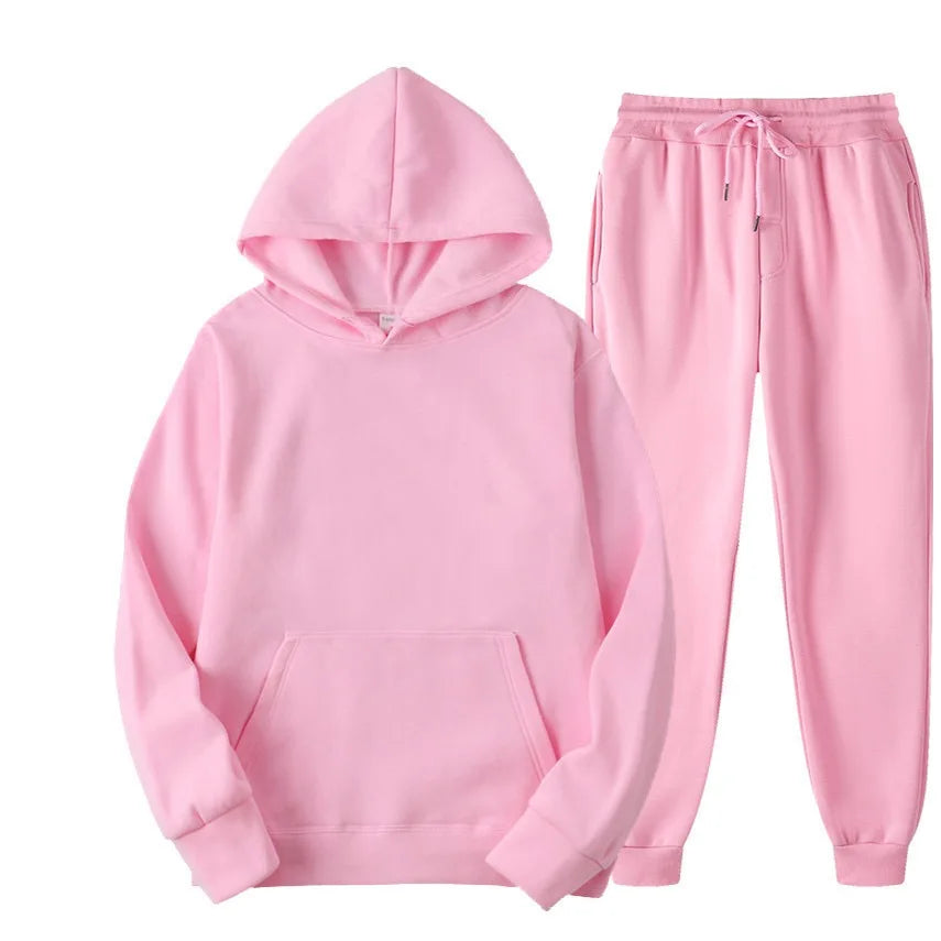 New Solid Color Hoodie+pants Two-piece set