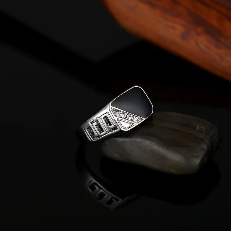 New Metal Glossy Rings for Men Geometric Width Signet Square Finger Punk Style Fashion Ring