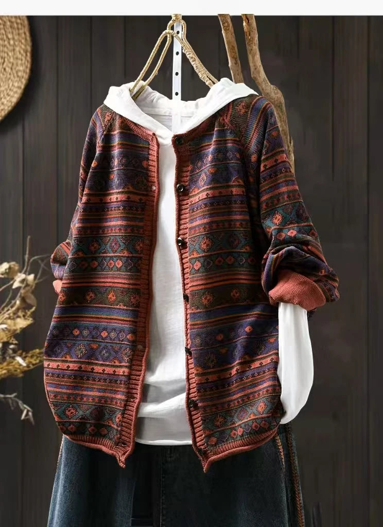 Knitted Versatile Loose Vintage Casual Long-sleeved Top Cardigan