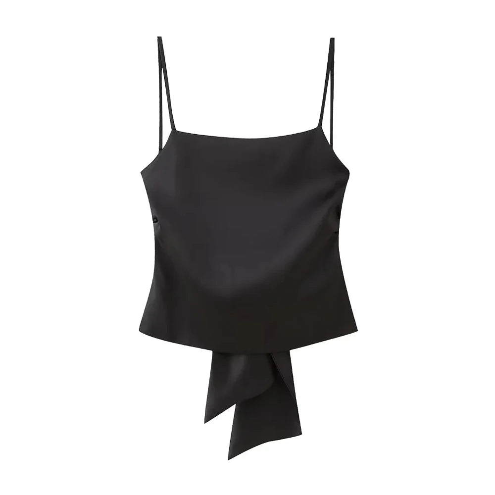 Women's Tank Tops with Tied Back, Straight Neck