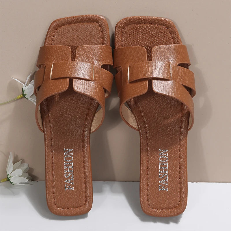 Women Fashion Flat Slippers Non-slip Outdoor Comfy Breathable Beach Sandals