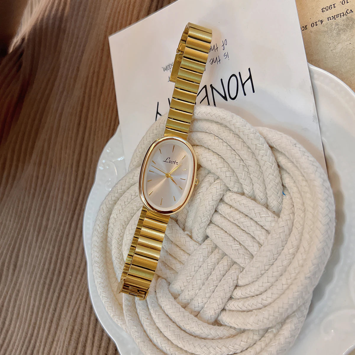 Fashionable Women's Watch With Gold Bracele