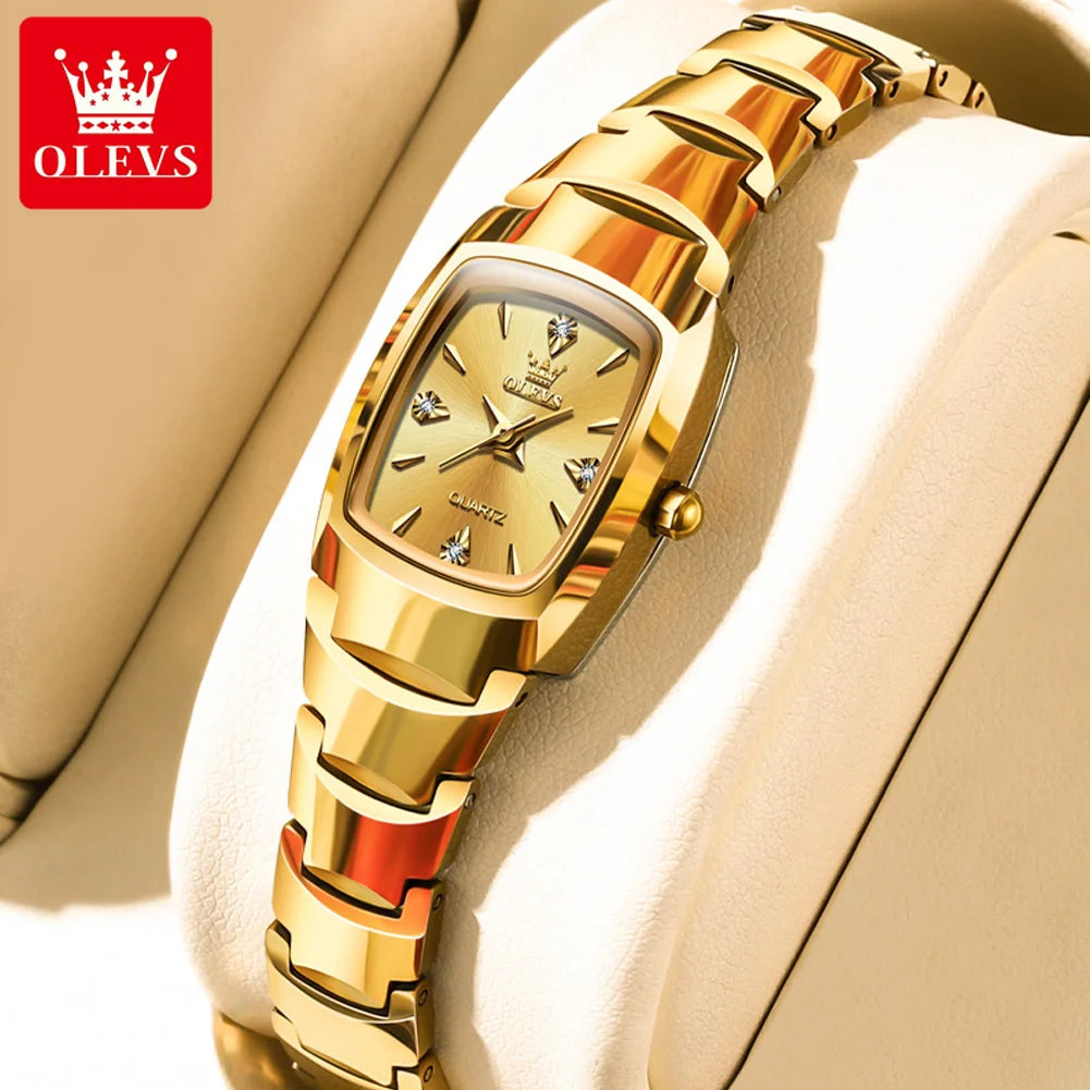 Women's  Quartz  Waterproof Tungsten Steel Case Strap Luminous Date Watch