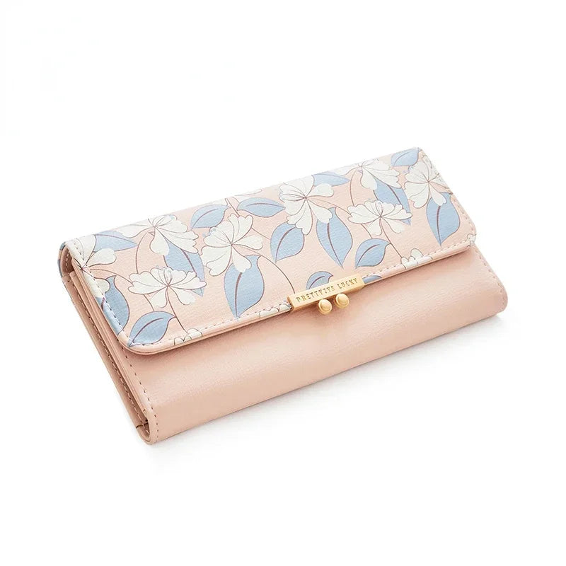 Women's Cute Purse Long Printing Flower Wallet