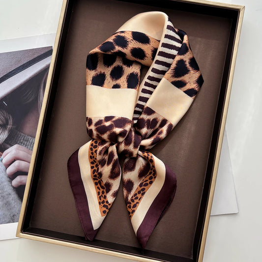 Square Scarf For Women Ladies Leopard Print Hijab