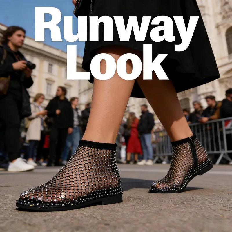 Women Summer Flats  Luxury Rhinestone  Sandals