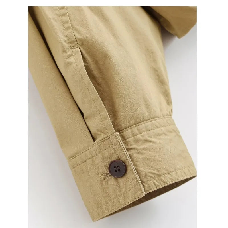 Lapel Collar Long Sleeve Single Breasted coat With Pockets