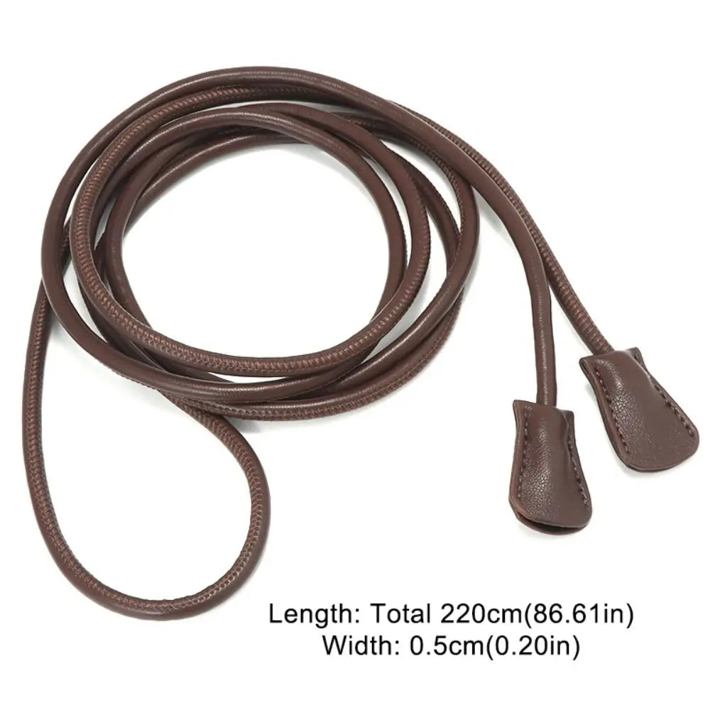 Women Knotted Thin Waistband Summer Dress Leather Belt