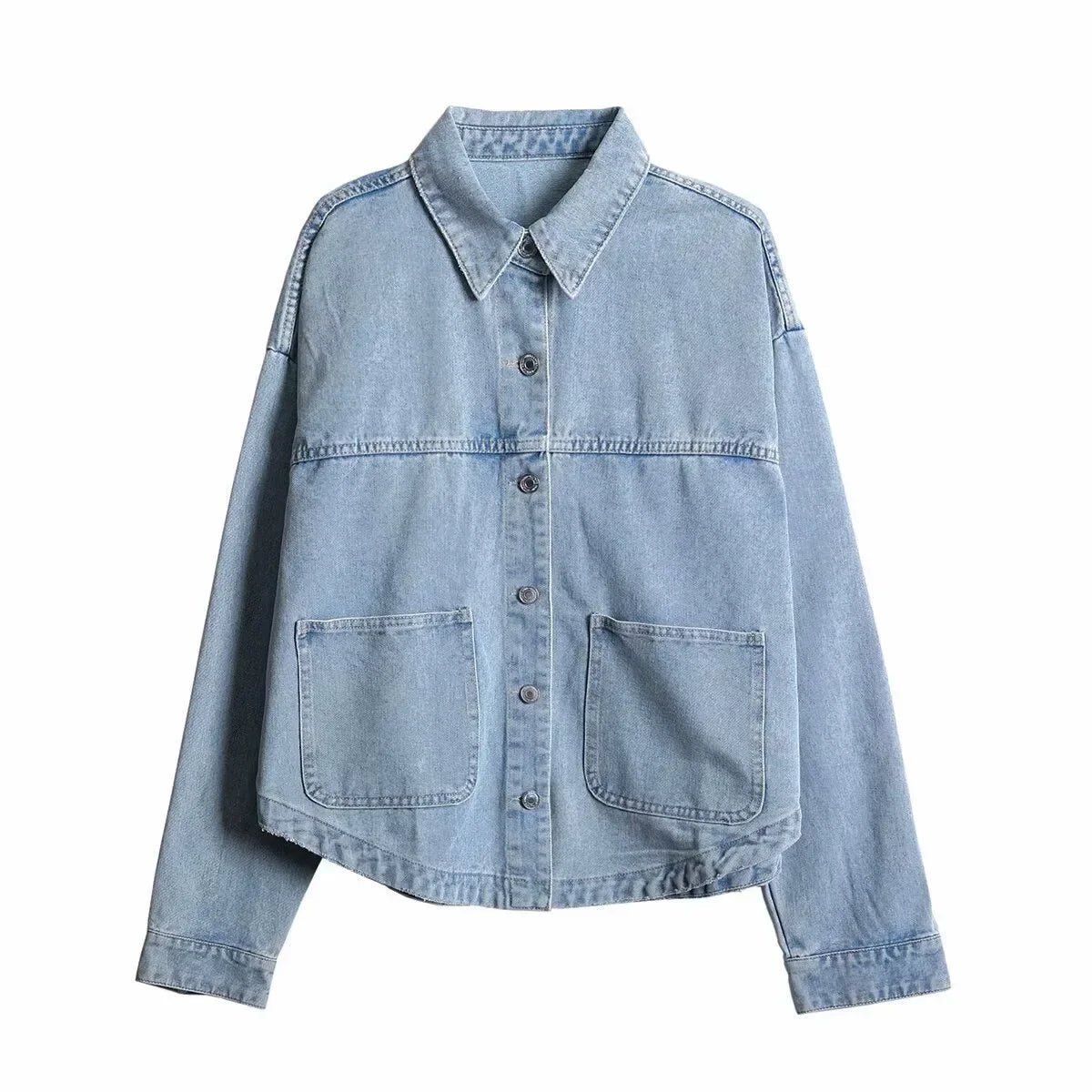 Casual denim jackets for women with fashionable turn-down collar