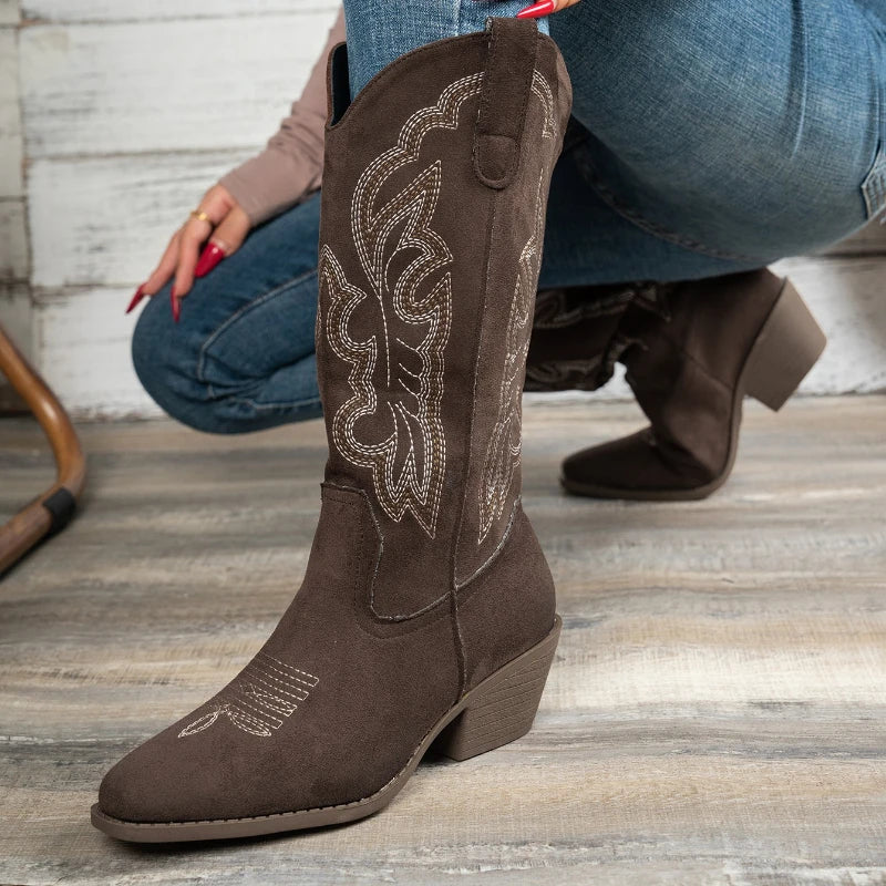 Women Boots  Comfortable Shoes High Chunky Heel Pointed Toe Women Shoes