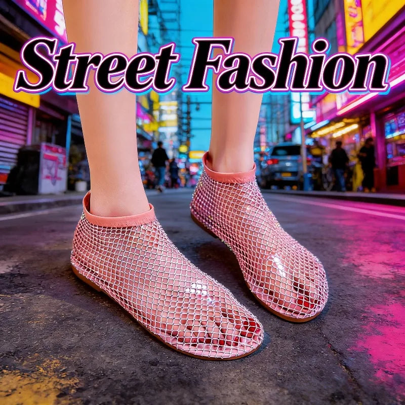 Women Summer Flats  Luxury Rhinestone  Sandals