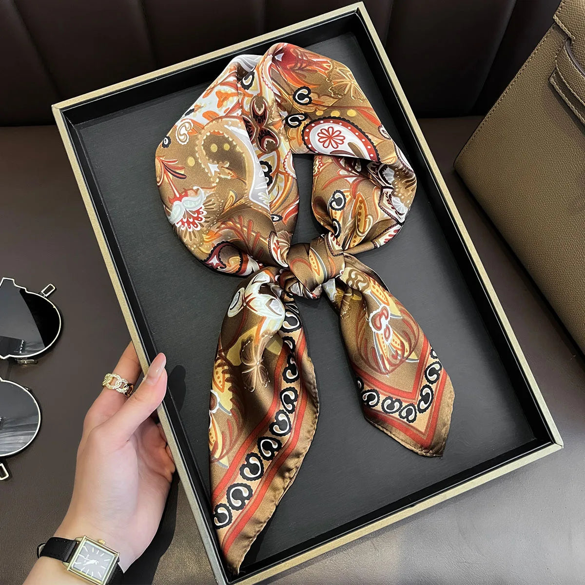 Scarves for Women Shawl Print Satin Scarf