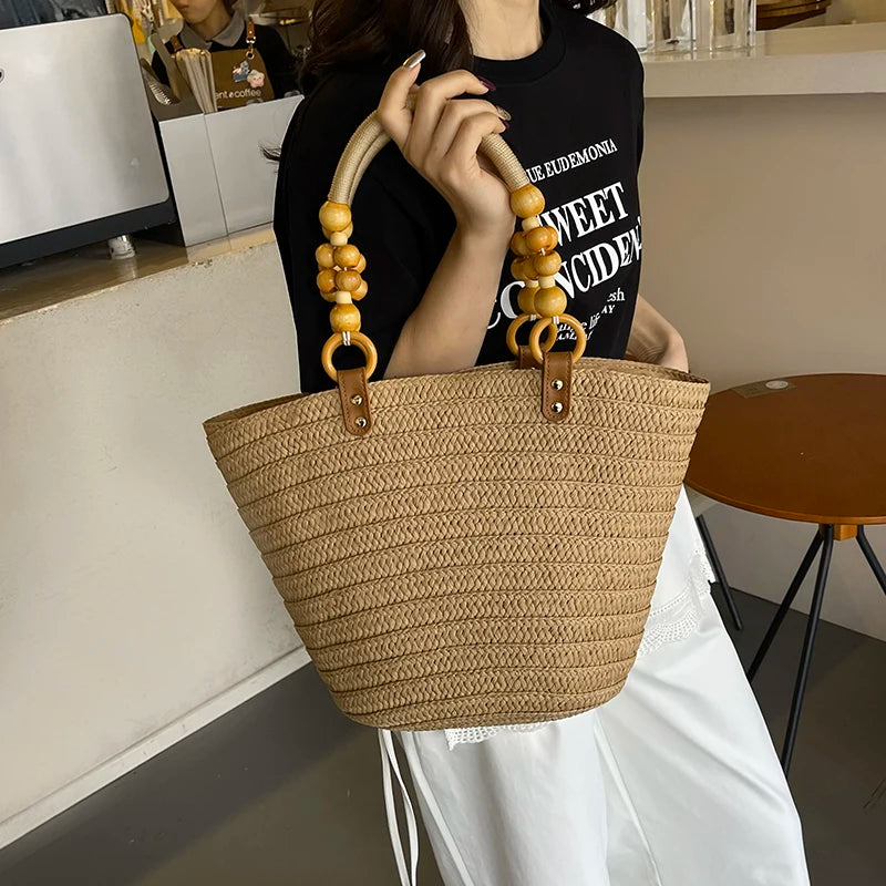 Women Braided Basket Clutches Top-handle Bag