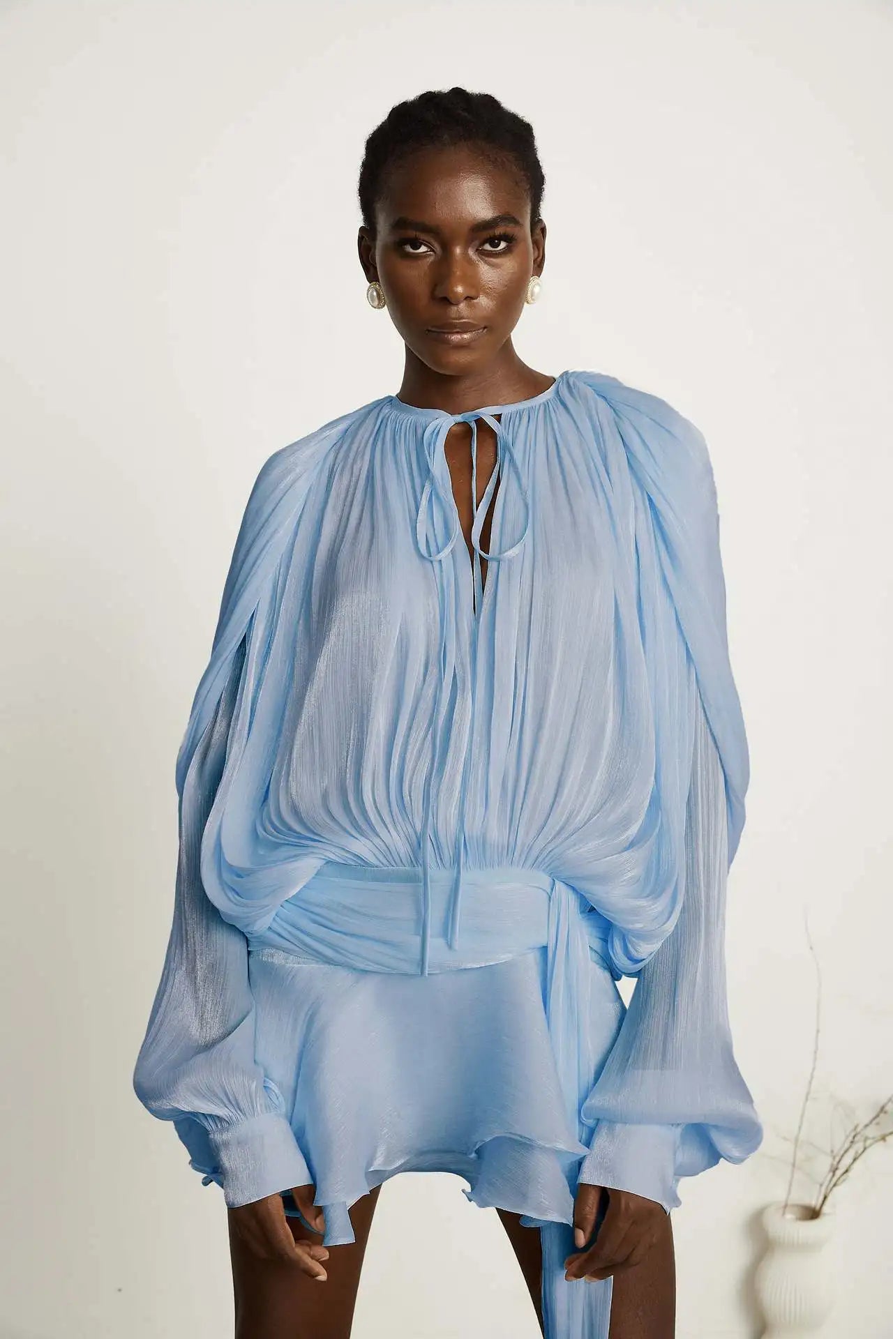 French Vestidos Elegant Puff Sleeve Dress