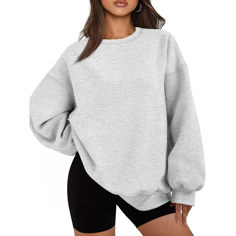 Women's Solid Color Sweatshirt Casual Long Sleeve Crew Neck Pullover