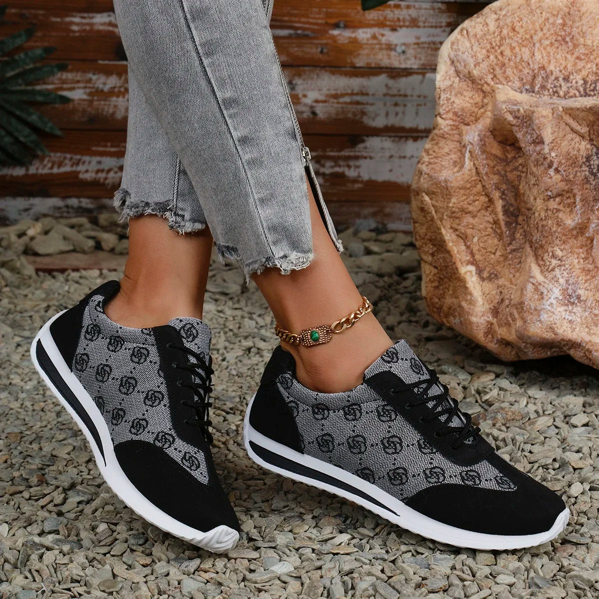 Women Fashion SneakersCasual Comfortable Lace Up Walking Shoes