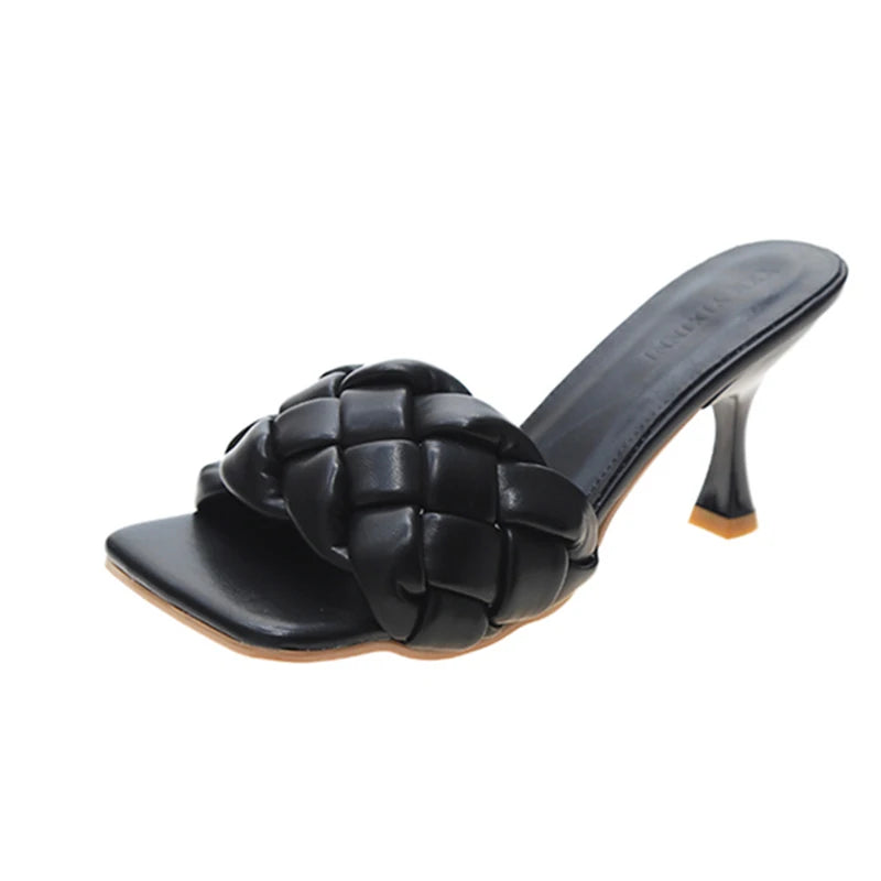 Women  Summer Slides High Quality Weave Open Toe Flat Casual Slipper