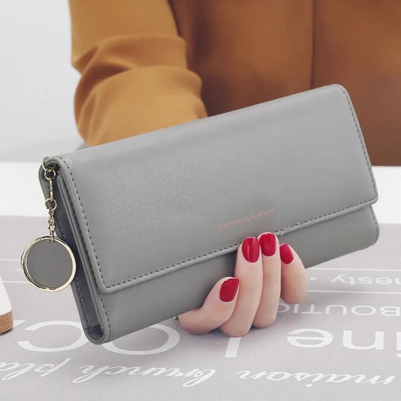 Fashion Women PU Leather Long Wallets Multi-functional Fold Purse