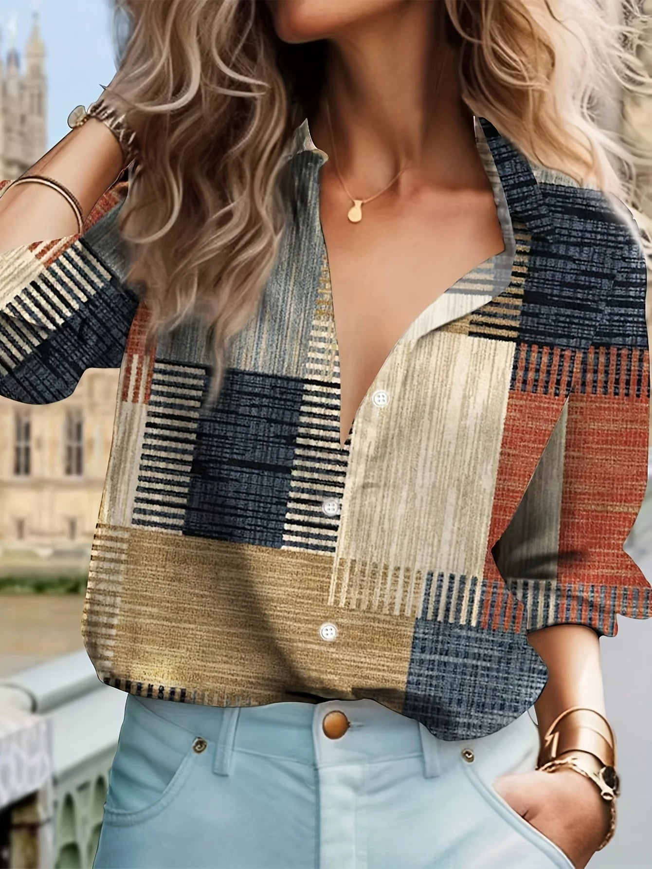 Elegant Patchwork Blouse for Women