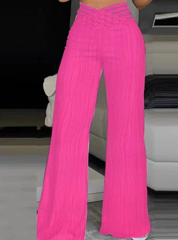 Elegant High Waist Flared Pants For Women